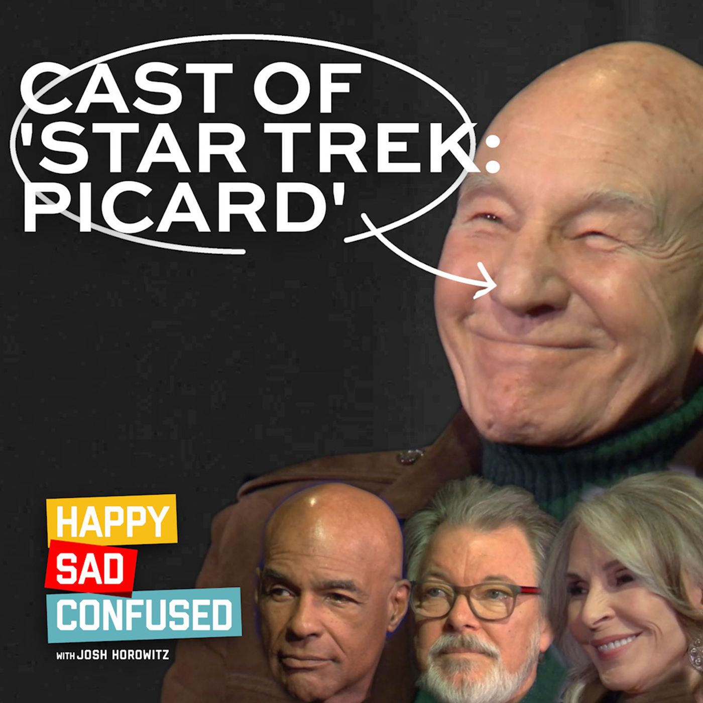 STAR TREK: PICARD cast (Patrick Stewart, Gates McFadden, Jonathan Frakes, & Michael Dorn)