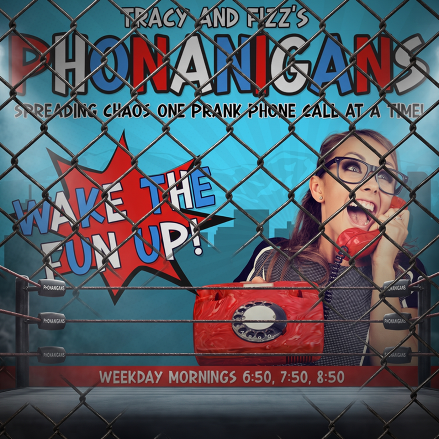 CAGE MATCH...at a nursing home?!  We're calling Lindsay who works at a fencing company because we need fencing for our cage matches at our facility