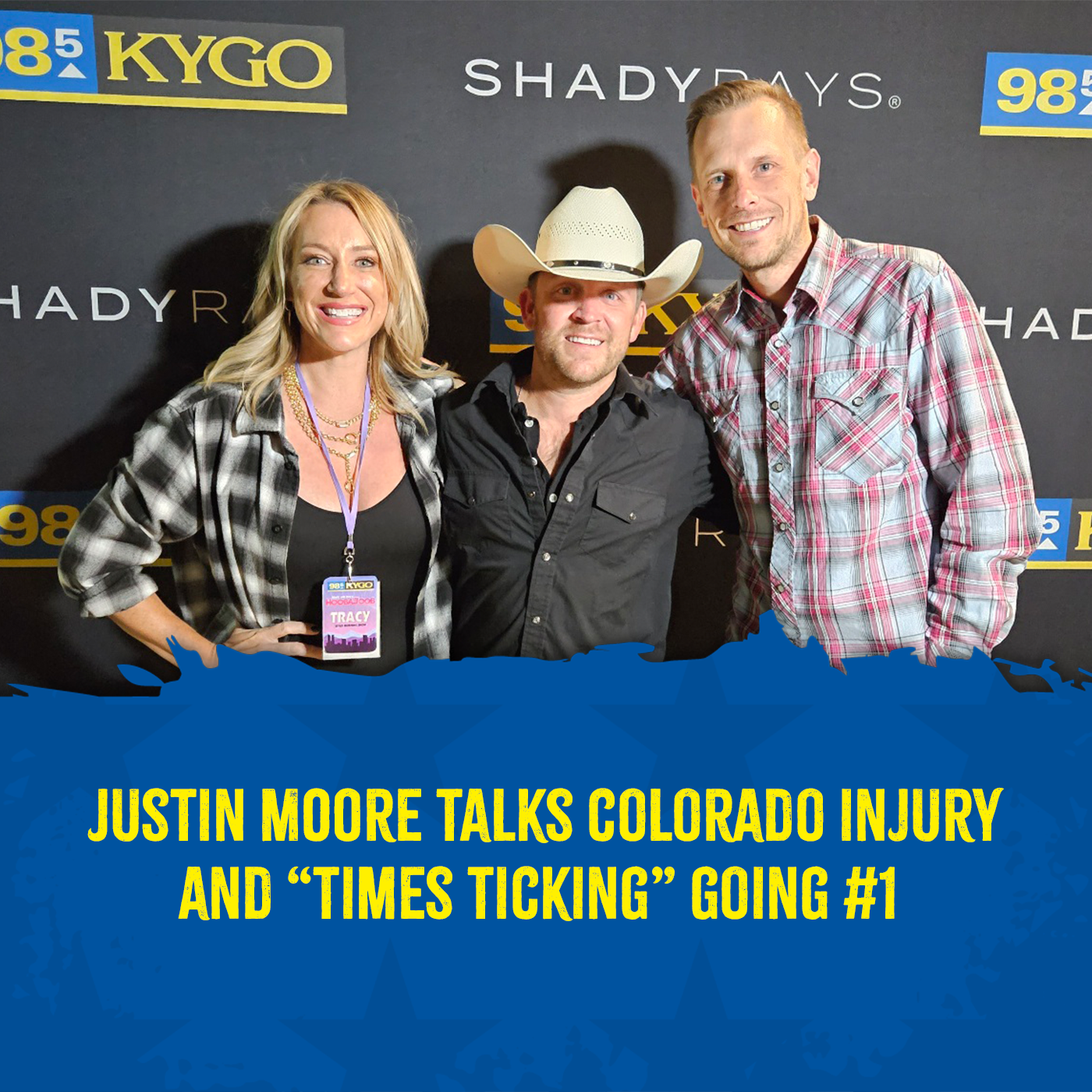Justin Moore checks in on new #1's album and his single "Time's Ticking" with Dierks Bentley potentially joining that #1 list this week!  And getting injured in Colorado! 