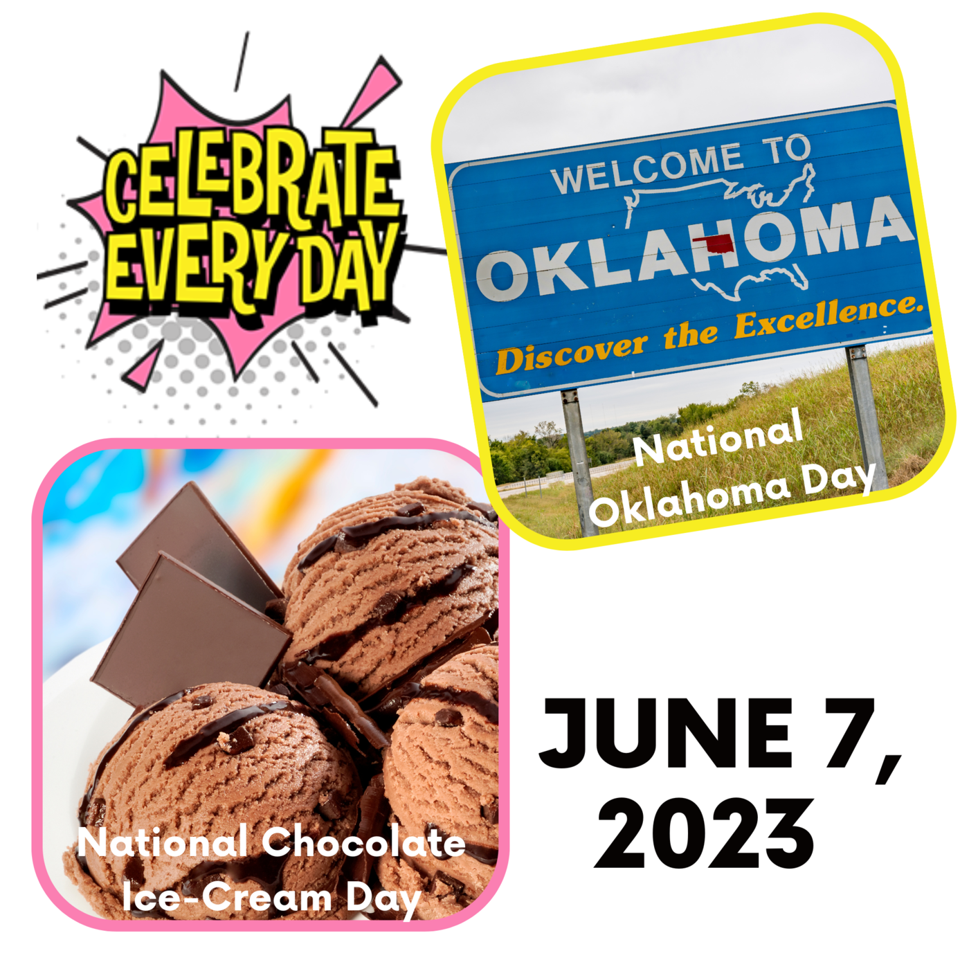 June 7, 2023 - National Oklahoma Day | National Chocolate Ice Cream Day Image