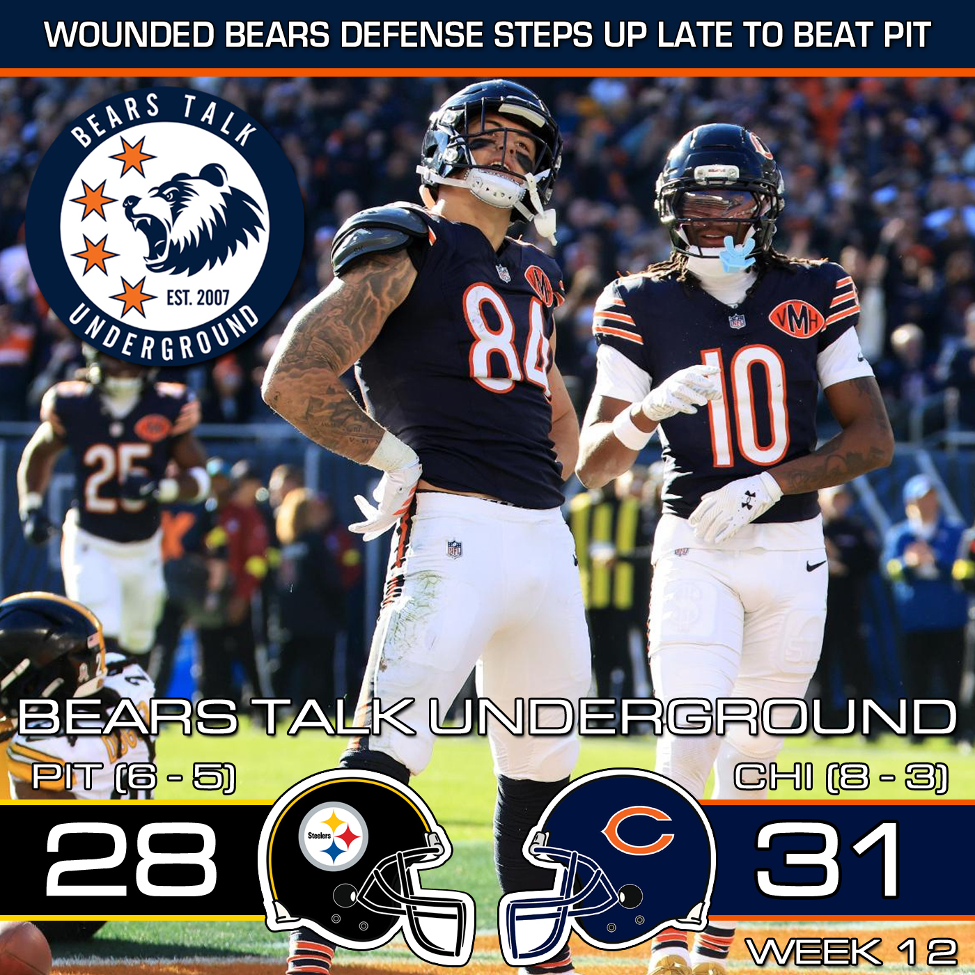 Week Twelve Review - Bears Hang On vs Steelers; Win 4th Straight
